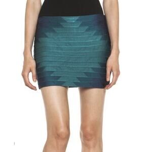 HAUTE HIPPIE Coastal Blue Aztec Bandage Skirt Small $295 NWT